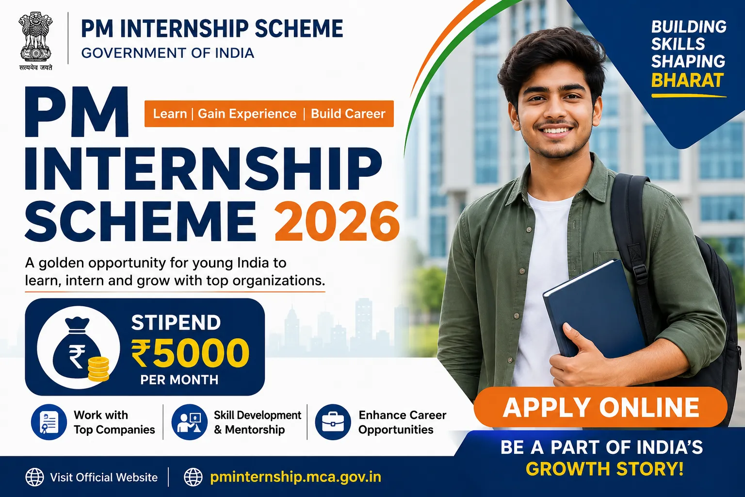 PM Internship Scheme 2026 Stipend ₹5000, Apply Online