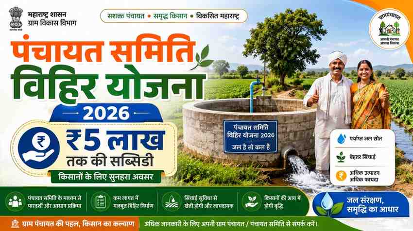 पंचायत समिति विहिर योजना 2026 – किसानों को मिलेगी ₹5 लाख तक की सब्सिडी, ऐसे करें आवेदन